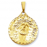 14K Yellow Gold XL  Ecce  Homo  Christ Head Diamond Cut Round