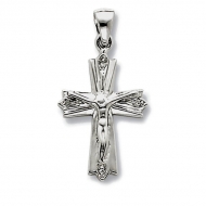 14k White Gold Diamond Crucifix Cross Pendant