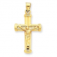 14k Yellow Gold Reversible Hollow Crucifix  Cross Pendant