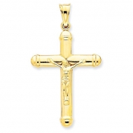14k Gold Reversible Hollow Crucifix  Cross Pendant