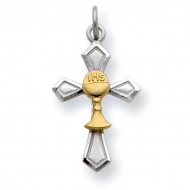 Sterling Silver Cross Communion Charm with Gold Plated Chalice