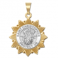 Saint Christopher Two Tone Sun Border Medals  EXCLUSIVE 