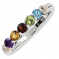 Sterling Silver   14k Five stone and Diamond Mother s Ring