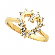 Solid Gold Diamond Heart Shaped Promise Ring