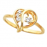 Solid Gold Diamond Heart Shaped Promise Ring