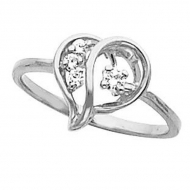 Sterling Silver Diamond Heart Shaped Promise Ring