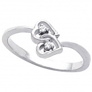 Solid Gold Diamond Heart Shaped Promise Ring