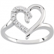 Solid Gold Diamond Heart Shaped Promise Ring