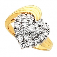 Solid Gold Diamond Heart Shaped Promise Ring