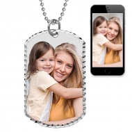 Solid Sterling Silver Large Photo Engraved Dog Tag Photo Pendant