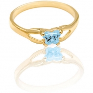 Bfly Aquamarine  March  Birthstone Ring