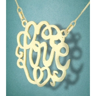 Round Fancy Script  Love  Monogram Cut Out Pendant