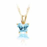 Bfly Aquamarine  March  Birthstone Pendant