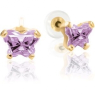 Bfly Pink Tourmaline  October  Birthstone Earrings  With Safety Back 
