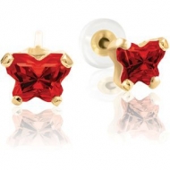 Bfly Garnet  Janurary  Birthstone Earrings  With Safety Back 