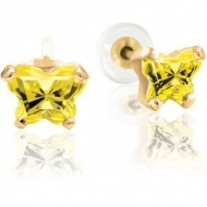 Bfly Citrine  November  Birthstone Earrings  With Safety Back 