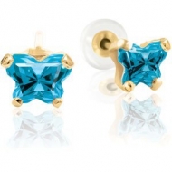 Bfly Blue Topaz  December  Birthstone Earrings  With Safety Back 