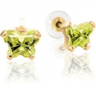 Bfly Peridot  August  Birthstone Earrings  With Safety Back 