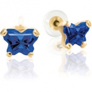 Bfly Sapphire  September  Birthstone Earrings  With Safety Back 
