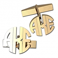 Circle Cut Out Monogram Block Cuff Links