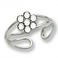 Sterling Silver CZ Flower Toe Ring