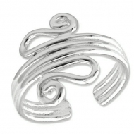 Sterling Silver Polished Scroll Toe Ring