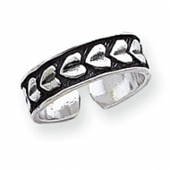 Sterling Silver Antiqued Heart Toe Ring