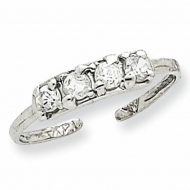 14k White Gold CZ Toe Ring