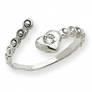 14k White Gold CZ Heart Toe Ring