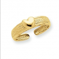 14k Yellow Gold Heart Toe Ring