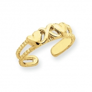 14k Yellow Gold Hearts    X  Toe Ring