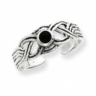 Sterling Silver Antiqued CZ Toe Ring