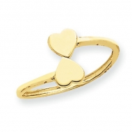 14k Yellow Gold Double Heart Toe Ring