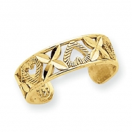 14k Yellow Gold Diamond Cut Toe Ring