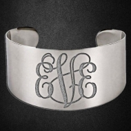 Stainless Steel Women s Fancy Cuff Monogram Bangle Bracelet
