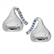 Sterling Silver Hershey s Kiss Flat Back w  CZ Stud Earrings