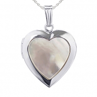 Sterling Silver  Mother Of Pearl  Heart Locket