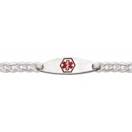 Sterling Silver Child s Medical ID Red Enamel Bracelet w  Curb Chain