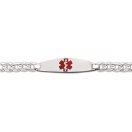 Sterling Silver Child s Medical ID Red Enamel Bracelet w  Curb Chain