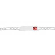 Sterling Silver Child s Medical ID Red Enamel Bracelet w  Figaro Chain