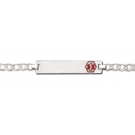 Sterling Silver Child s Medical ID Red Enamel Bracelet w  Curb Chain