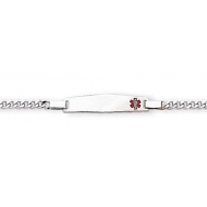 Sterling Silver Child s Medical ID Red Enamel Bracelet w  Curb Chain