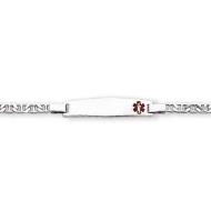 Sterling Silver Child s Medical ID Red Enamel Bracelet w  Anchor Chain