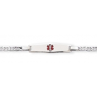 Sterling Silver Child s Medical ID Red Enamel Bracelet w  Anchor Chain