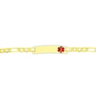 14K Yellow Gold Filled Children s Medical ID Bracelet w  Figaro Chain with Enamel