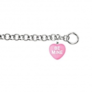 Sweethearts Enamel  Be Mine  Heart Charm on 7 5  Bracelet