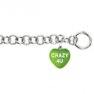 Sweethearts Enamel  Crazy 4 U  Heart Charm on 7 5  Bracelet