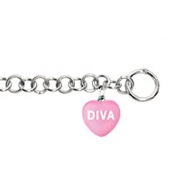 Sweethearts Enamel  Diva  Heart Charm on 7 5  Bracelet