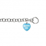 Sweethearts Enamel  Marry Me  Heart Charm on 7 5  Bracelet