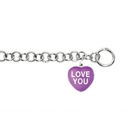 Sweethearts Enamel  Love You  Heart Charm on 7 5  Bracelet